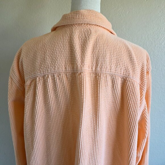 LL Bean Shirt Jacket Womens 2X Corduroy Deep Peach Button Front Pocket Shacket - Picture 7 of 9